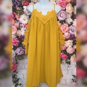 Yellow Lace Trim Kids Dress